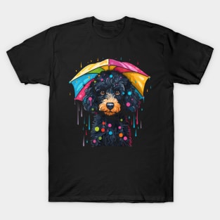 Poodle Rainy Day With Umbrella T-Shirt